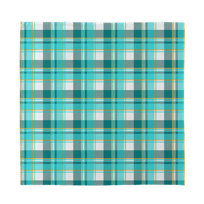 Teal Madras Pattern Print Silk Bandana