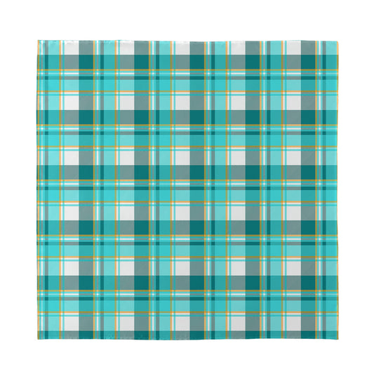 Teal Madras Pattern Print Silk Bandana