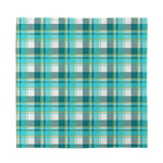 Teal Madras Pattern Print Silk Bandana