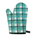 Teal Madras Pattern Print Single Oven Mitt
