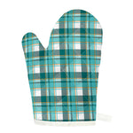 Teal Madras Pattern Print Single Oven Mitt