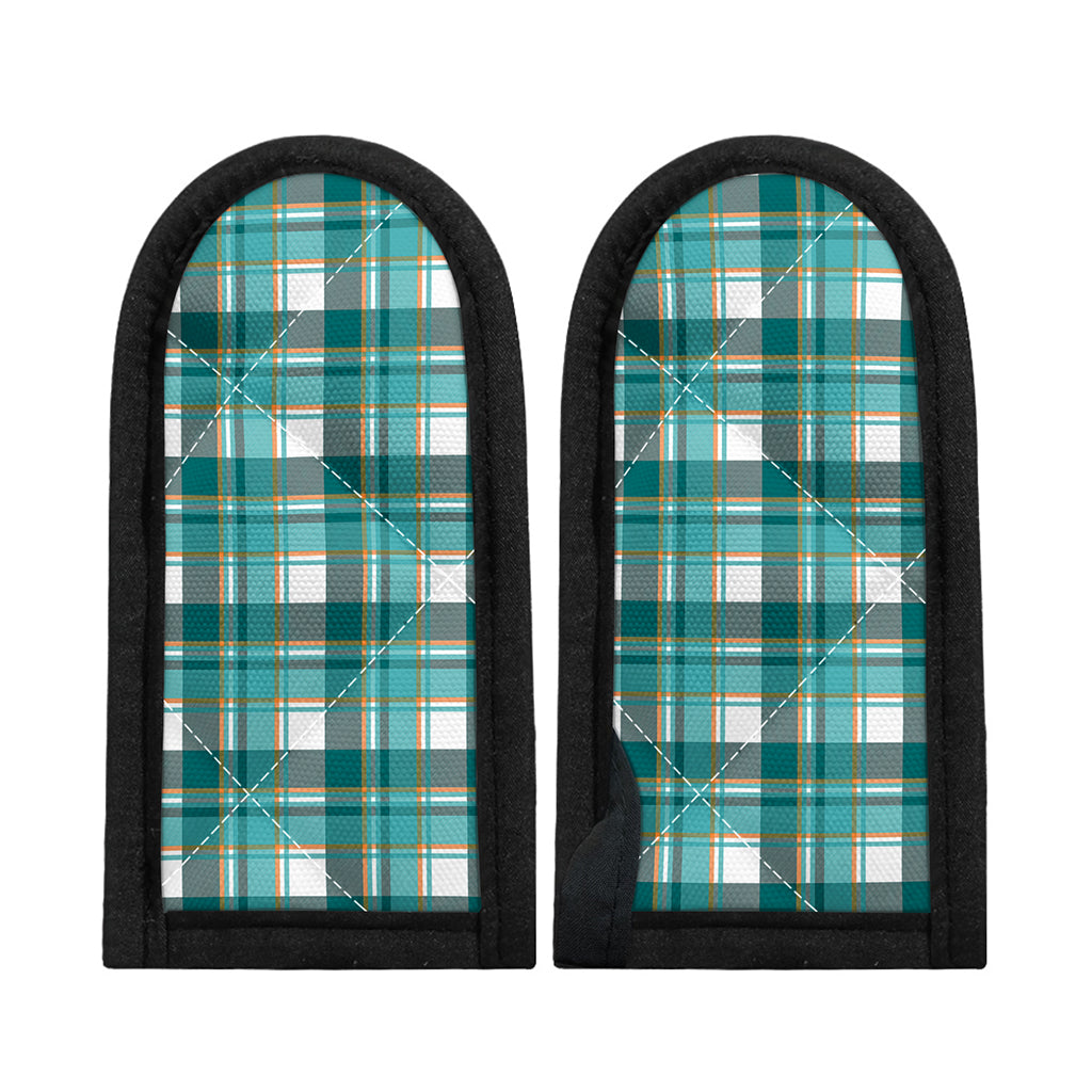 Teal Madras Pattern Print Skillet Handle Cover