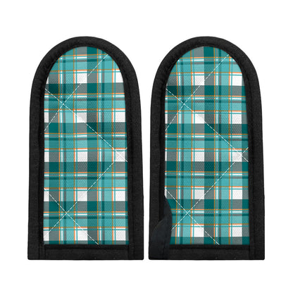 Teal Madras Pattern Print Skillet Handle Cover