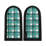 Teal Madras Pattern Print Skillet Handle Cover