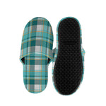 Teal Madras Pattern Print Slippers