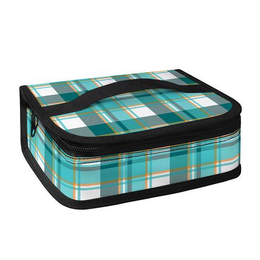 Teal Madras Pattern Print Small Lunch Bag