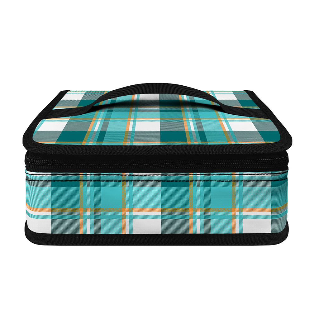 Teal Madras Pattern Print Small Lunch Bag