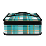 Teal Madras Pattern Print Small Lunch Bag