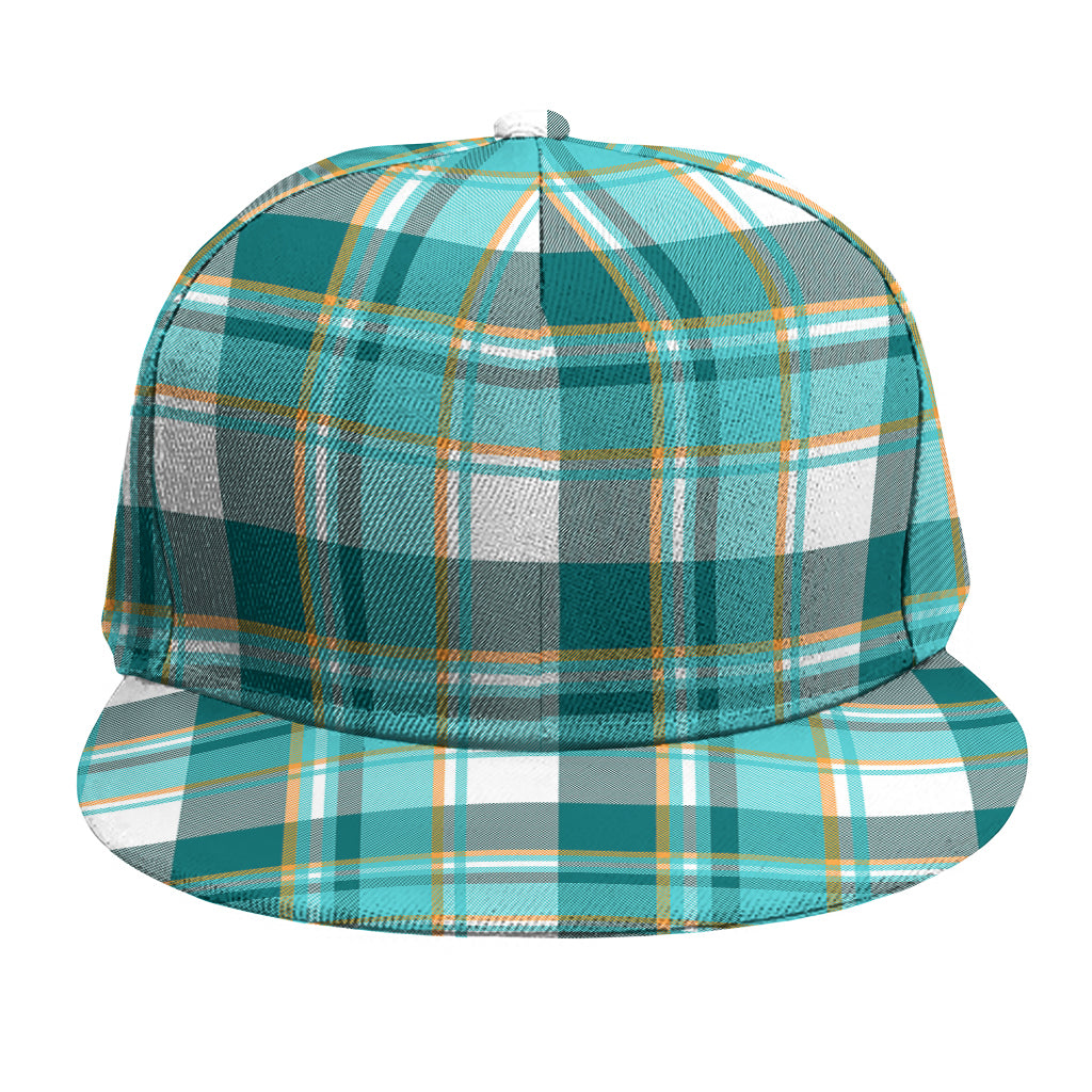 Teal Madras Pattern Print Snapback Cap