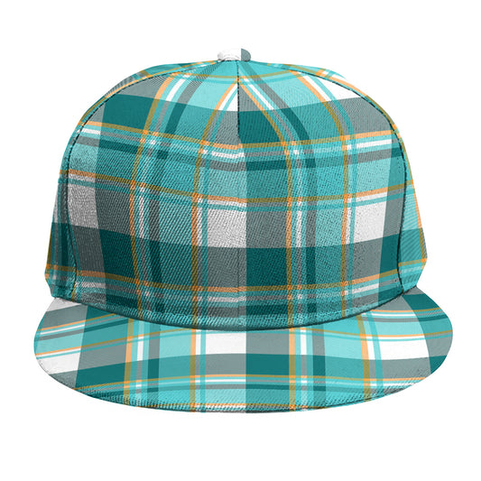 Teal Madras Pattern Print Snapback Cap