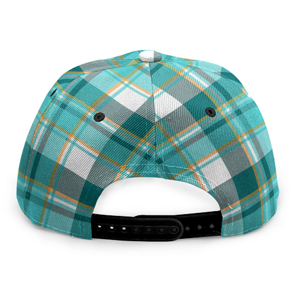 Teal Madras Pattern Print Snapback Cap