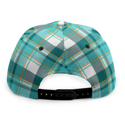 Teal Madras Pattern Print Snapback Cap