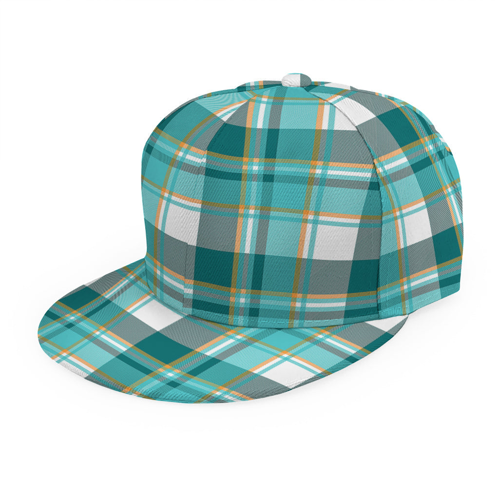 Teal Madras Pattern Print Snapback Cap
