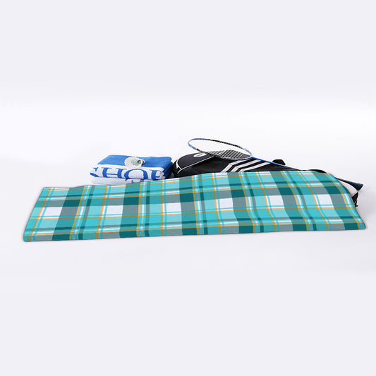 Teal Madras Pattern Print Sports Towel