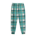 Teal Madras Pattern Print Sweatpants
