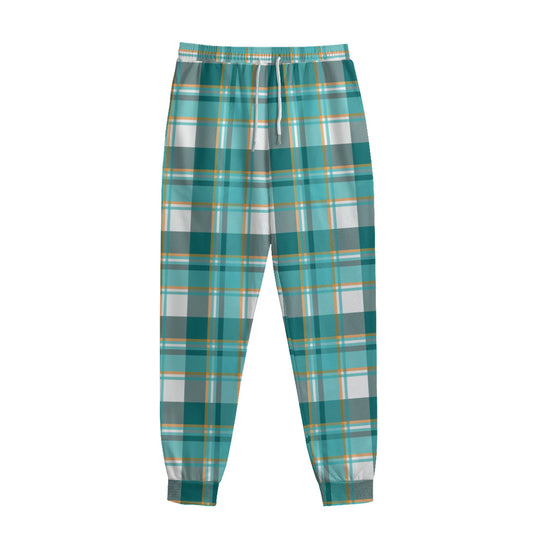 Teal Madras Pattern Print Sweatpants