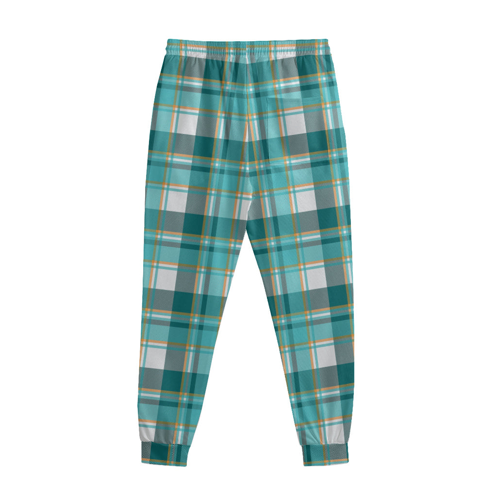 Teal Madras Pattern Print Sweatpants