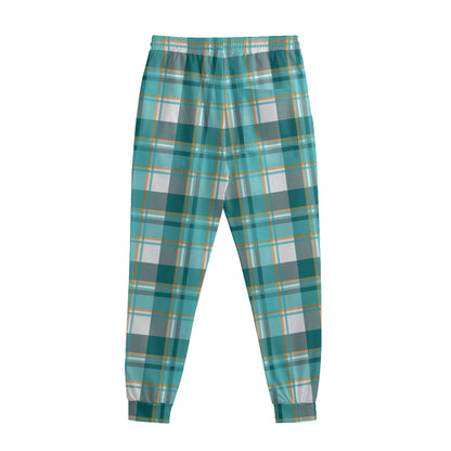 Teal Madras Pattern Print Sweatpants