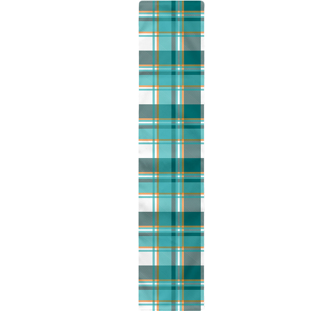 Teal Madras Pattern Print Table Runner