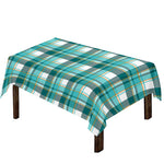 Teal Madras Pattern Print Tablecloth