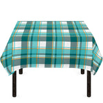 Teal Madras Pattern Print Tablecloth