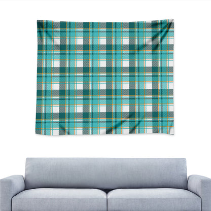 Teal Madras Pattern Print Tapestry