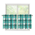 Teal Madras Pattern Print Tier Curtains