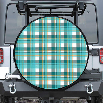 Teal Madras Pattern Print Tire Cover