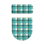 Teal Madras Pattern Print Toilet Lid And Tank Cover Set