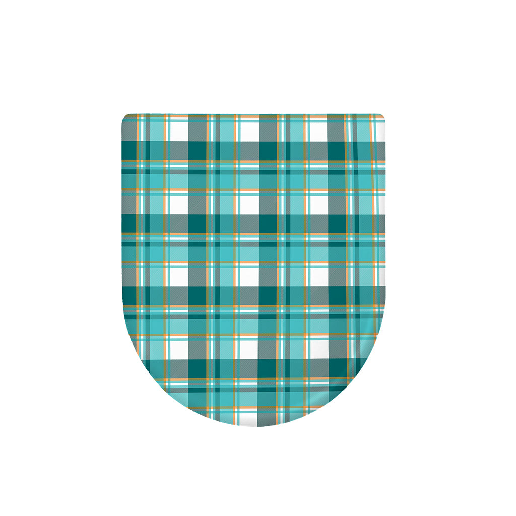 Teal Madras Pattern Print Toilet Lid Cover