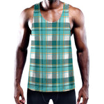 Teal Madras Pattern Print Training Tank Top