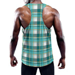 Teal Madras Pattern Print Training Tank Top