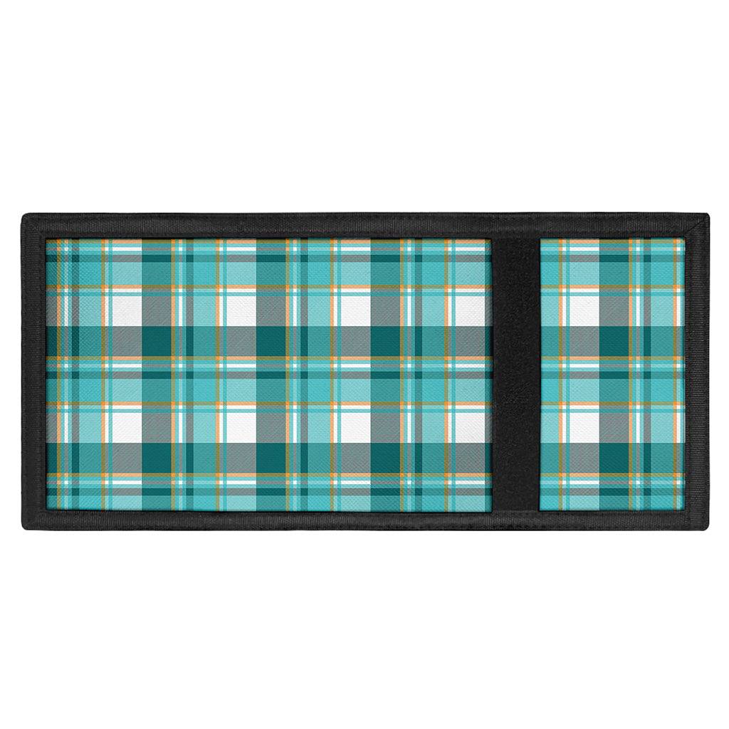 Teal Madras Pattern Print Trifold Wallet