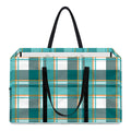 Teal Madras Pattern Print Utility Tote Bag