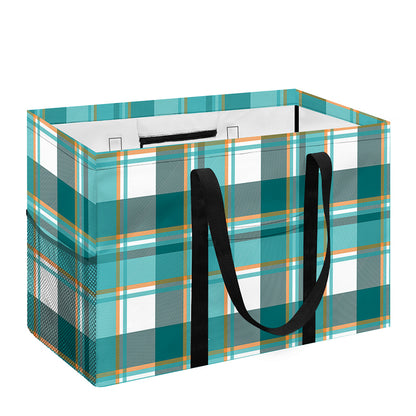 Teal Madras Pattern Print Utility Tote Bag