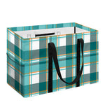 Teal Madras Pattern Print Utility Tote Bag