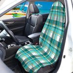 Teal Madras Pattern Print Waterproof Car Seat Cover