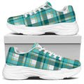 Teal Madras Pattern Print White Chunky Shoes