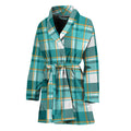Teal Madras Pattern Print Women's Bathrobe