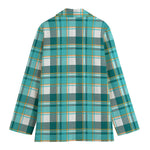 Teal Madras Pattern Print Women's Blazer