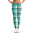 Teal Madras Pattern Print Women's Leggings