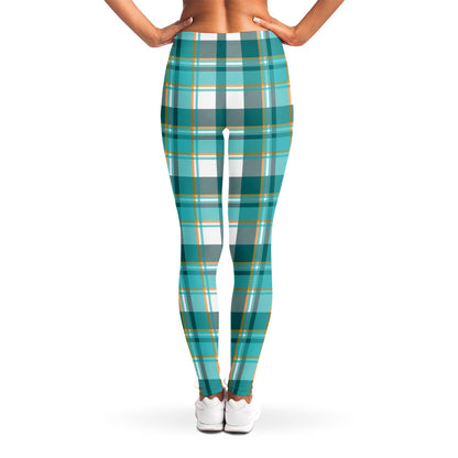 Teal Madras Pattern Print Women's Leggings