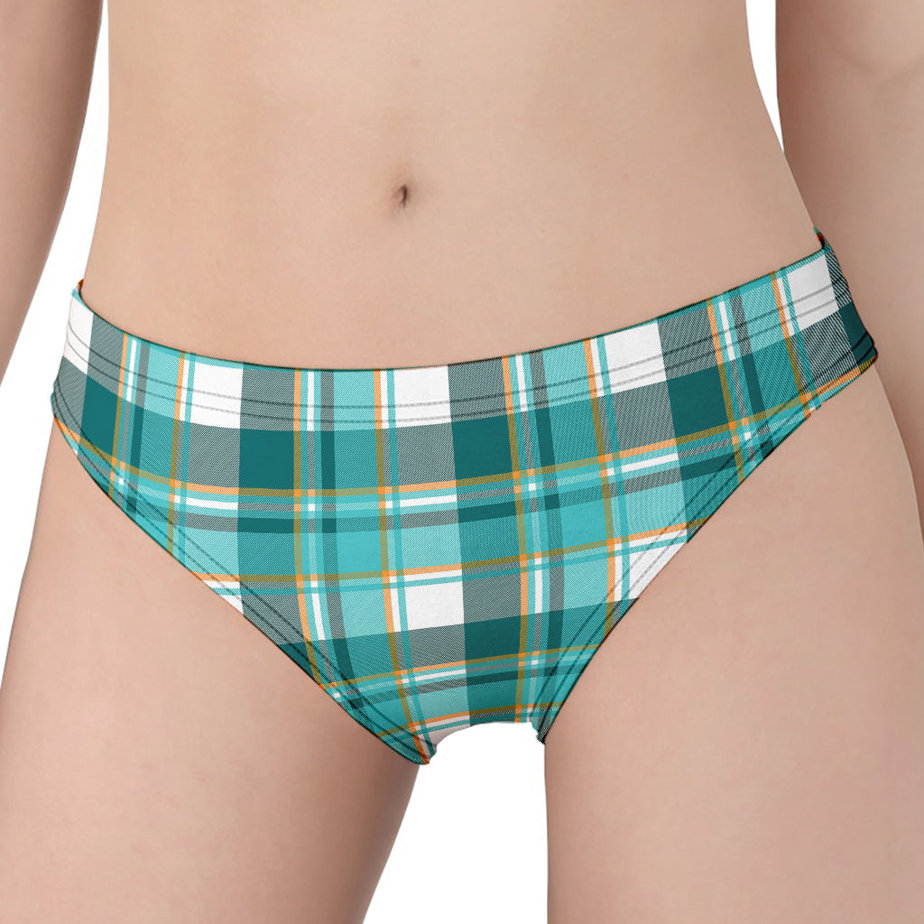 Teal Madras Pattern Print Women's Panties