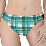 Teal Madras Pattern Print Women's Thong