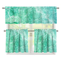 Teal Marble Print 3 Piece Kitchen Curtains
