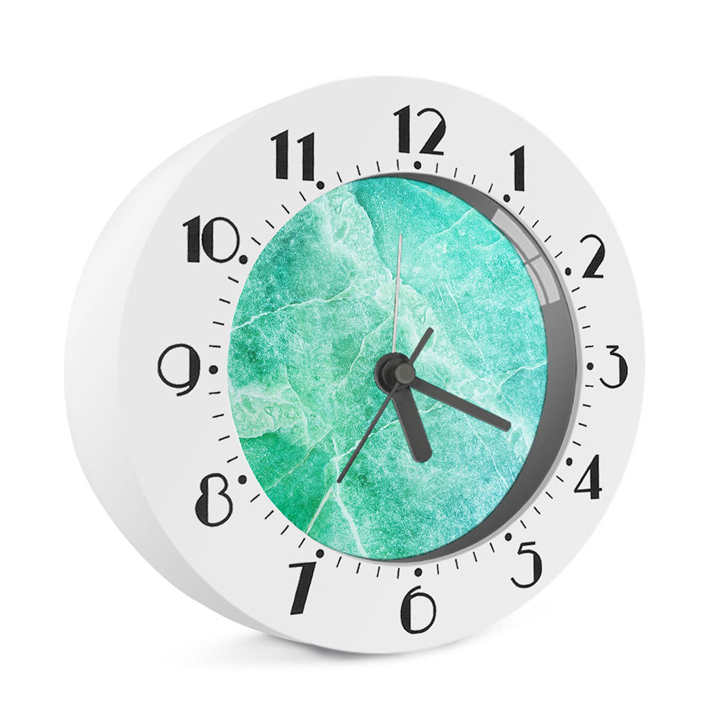 Teal Marble Print Alarm Clock