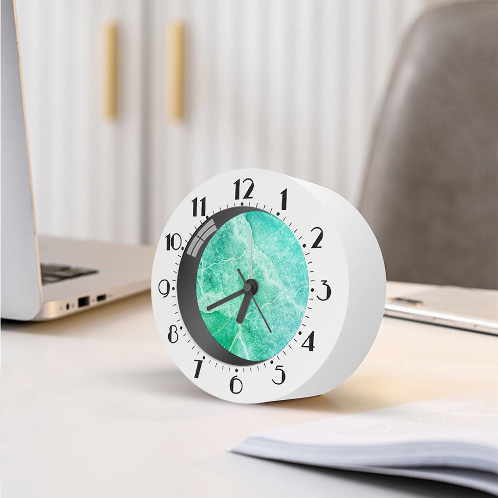 Teal Marble Print Alarm Clock