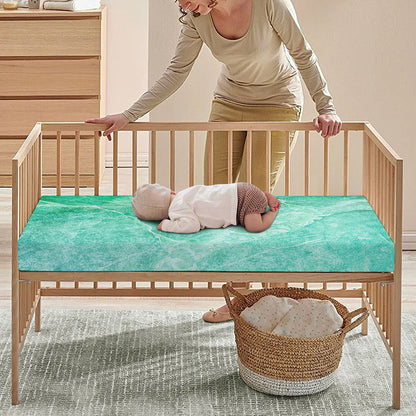 Teal Marble Print Baby Crib Sheet