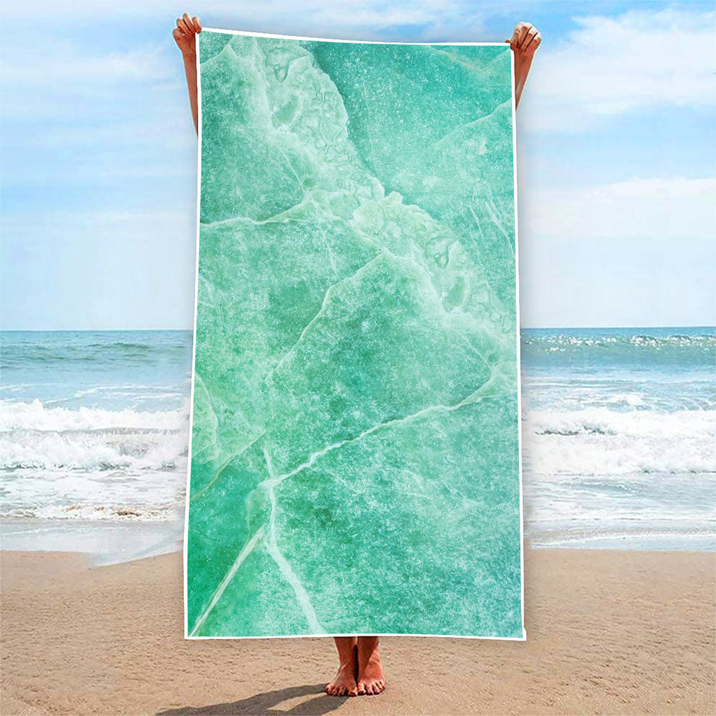 Teal Marble Print Beach Towel