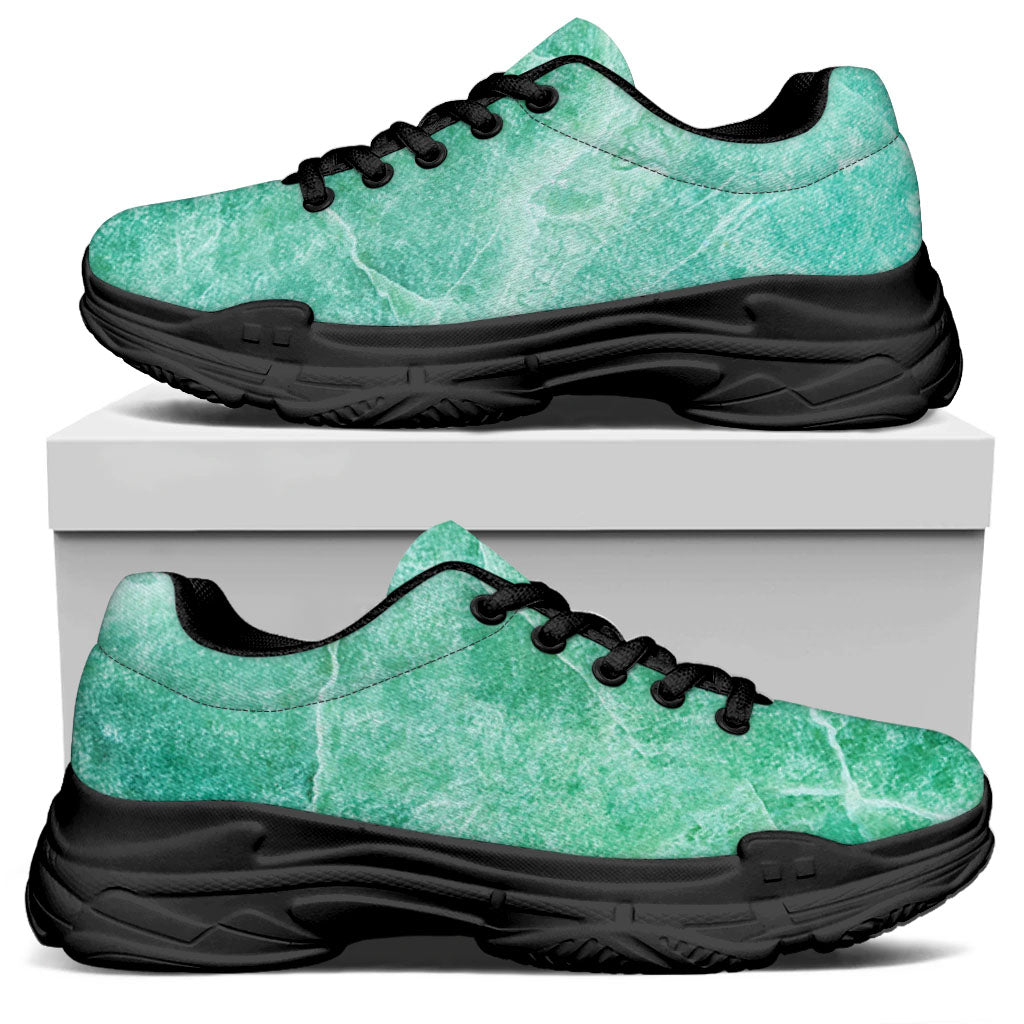 Teal Marble Print Black Chunky Shoes